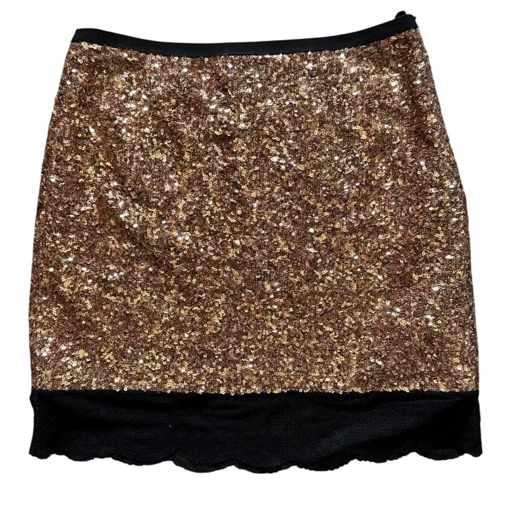 Zadig‎ & Voltaire Skirt Sequin Gold Black Party Mini Womens size 4